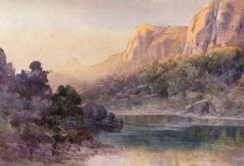 Nova Zelândia: Baía de Waihi, Porto de Whangaroa (litografia a cores) de Frank H Wright