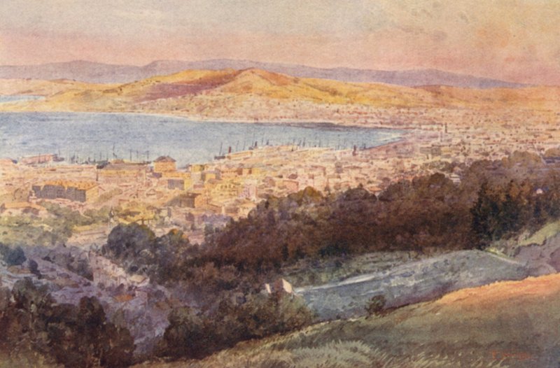 Nova Zelândia: Wellington (litografia a cores) de Frank H Wright