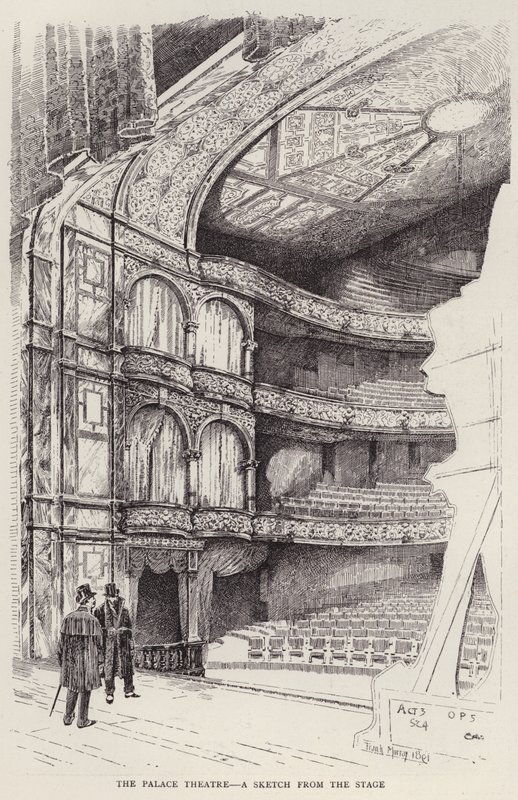 Interior do Palace Theatre, Londres (litho) de Frank Murray