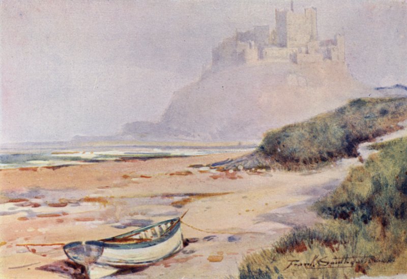 Castelo de Bamburgh (cor litho) de Frank Southgate