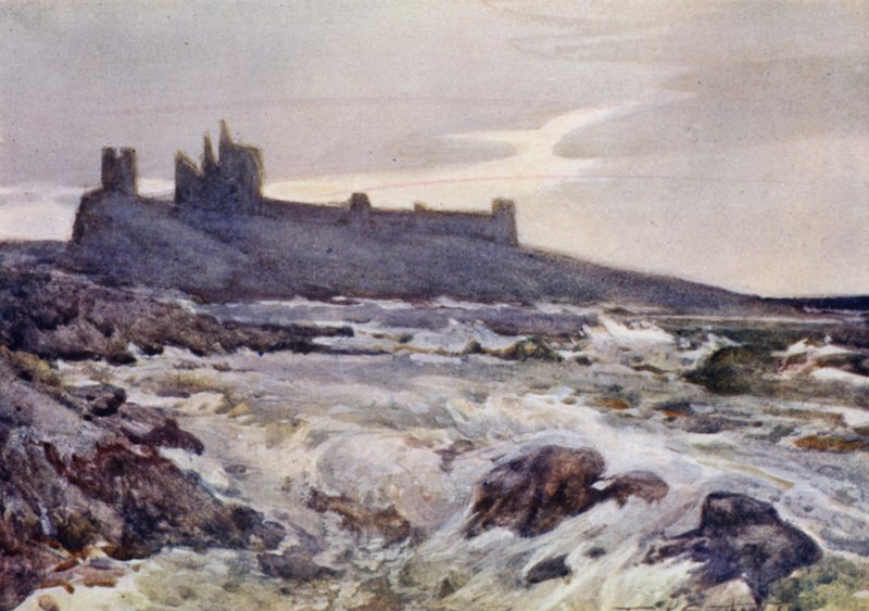 Castelo de Dunstanburgh (cor litho) de Frank Southgate
