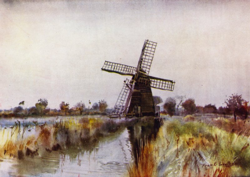 Norfolk Broads: Drainage Mill perto de Barton, outono de Frank Southgate