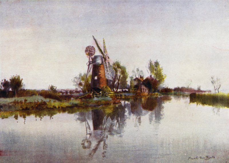 Norfolk Broads: Moinho de Drenagem na Formiga (cor litho) de Frank Southgate