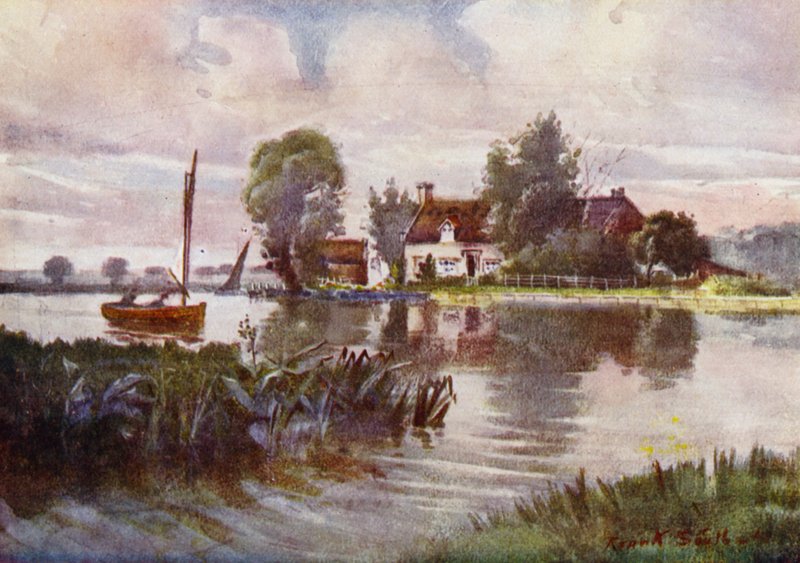 Norfolk Broads: Caravana (cor litho) de Frank Southgate