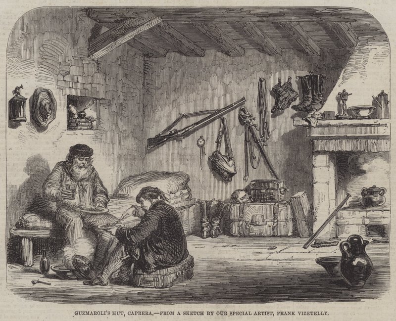 Cabana de Guzmaroli, Caprera de Frank Vizetelly