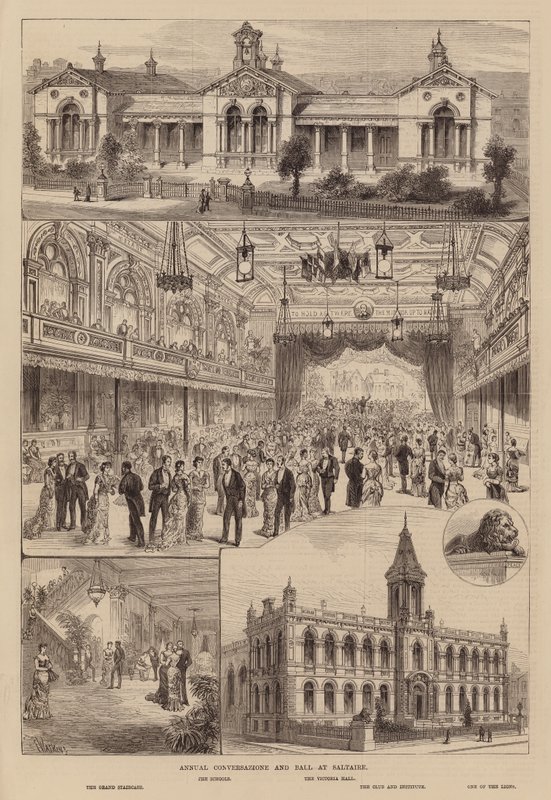 Conversação anual e baile em Saltaire, Yorkshire (gravura) de Frank Watkins
