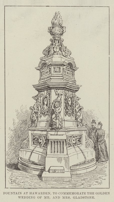 Fonte no Hawarden, para comemorar o casamento de ouro do Sr. e da Sra. Gladstone de Frank Watkins