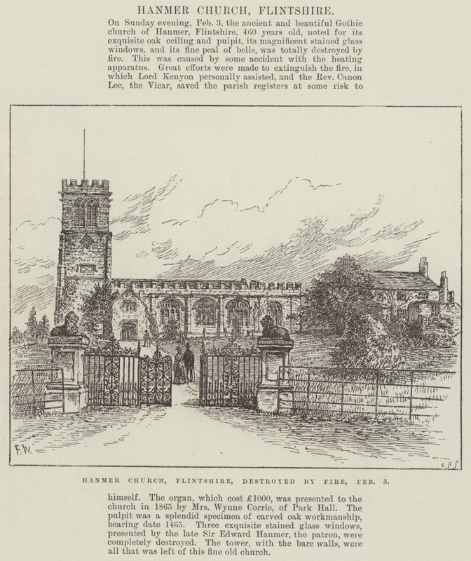 Igreja de Hanmer, Flintshire, destruída pelo fogo, 3 de fevereiro de Frank Watkins