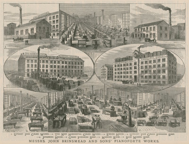 Obras de Pianoforte dos Srs. John Brinsmead e Filhos (gravura) de Frank Watkins