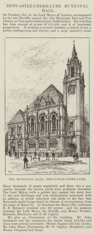 O Municipal Hall, Newcastle-under-Lyme de Frank Watkins