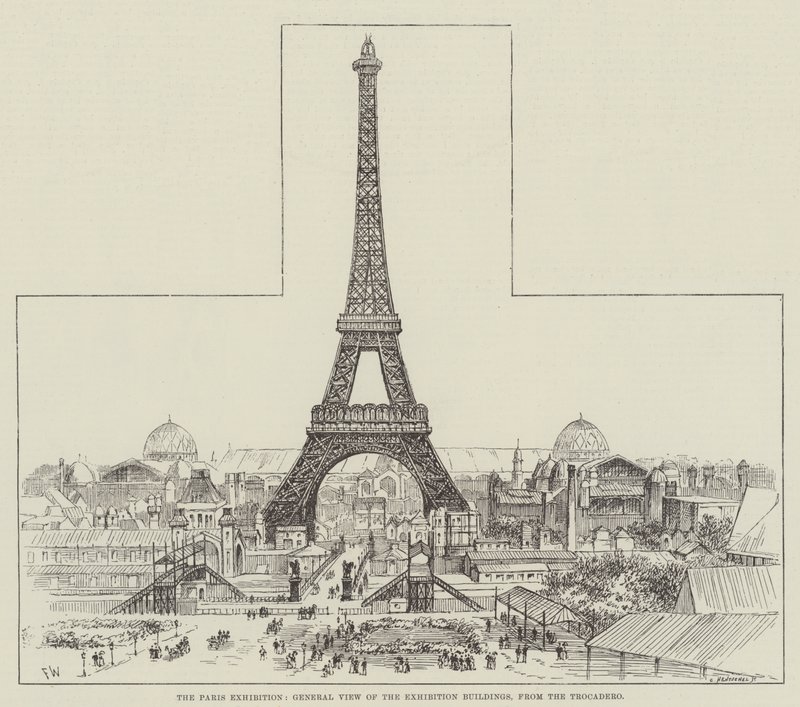 A exposição de Paris, vista geral dos edifícios da exposição, do Trocadero de Frank Watkins