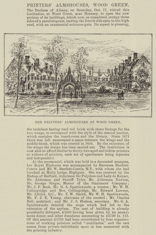 Almshouses das impressoras em madeira verde de Frank Watkins