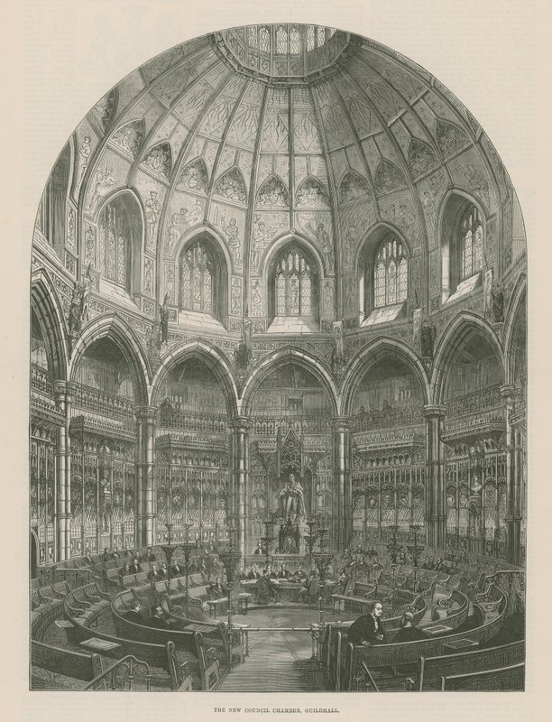 A nova câmara do conselho, Guildhall, Londres de Frank Watkins