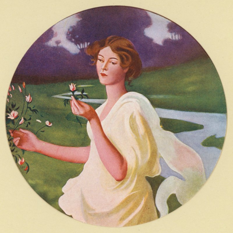As Quatro Estações: primavera (litografia a cores) de Frank Weston Benson