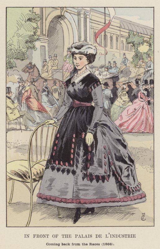 Em frente ao Palais de lIndustrie, voltando das corridas, 1866 de François Courboin
