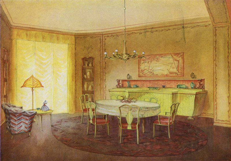 Sala de estar (lito a cores) de Frans Arnold Breuhaus de Groot