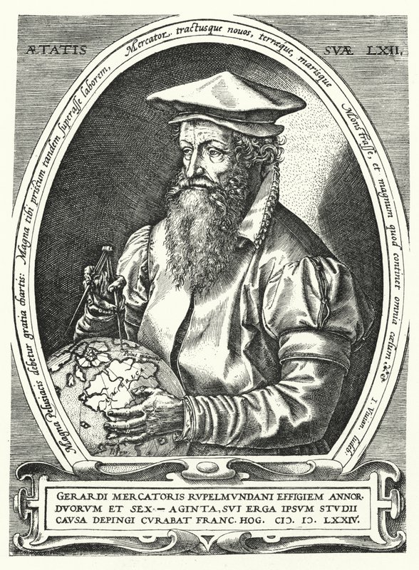 Gerardus Mercator, cartógrafo, geógrafo e cosmógrafo flamengo (gravura) de Franz (after) Hogenberg