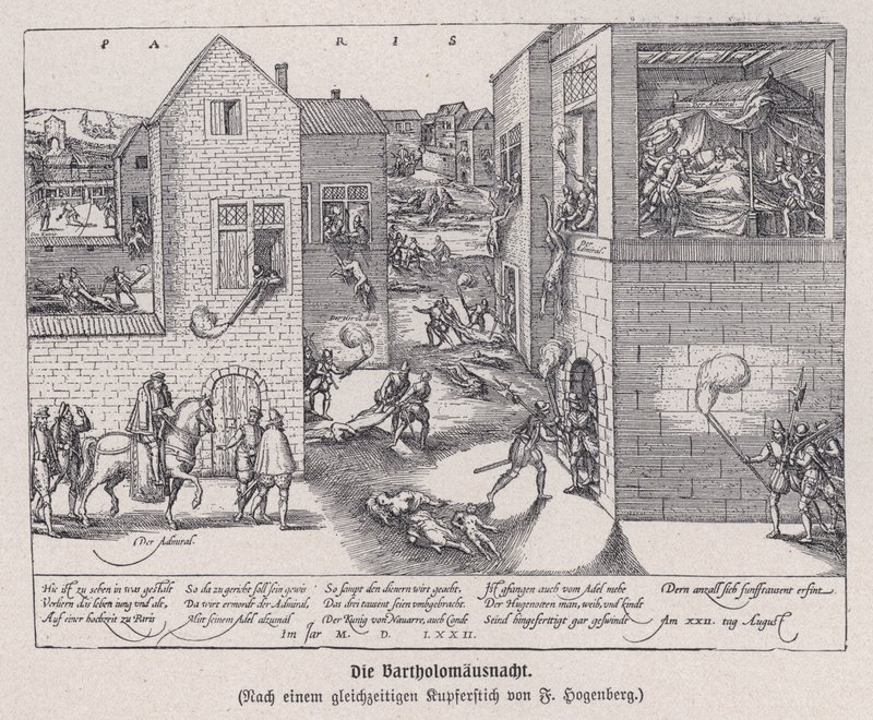 O massacre do dia de São Bartolomeu, Paris, França de Franz (after) Hogenberg