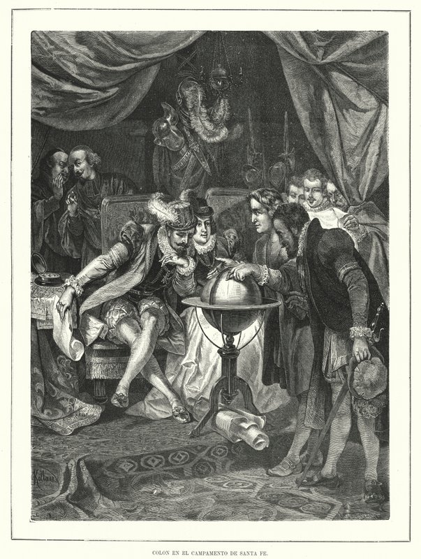 Cristóvão Colombo no acampamento de Santa Fé, Espanha de Franz (after) Kollarz