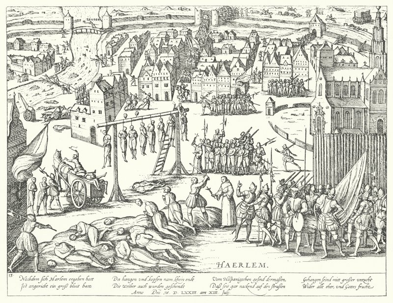 Execuções em massa realizadas pelos espanhóis em Haarlem, Holanda, 1573 de Franz Hogenberg
