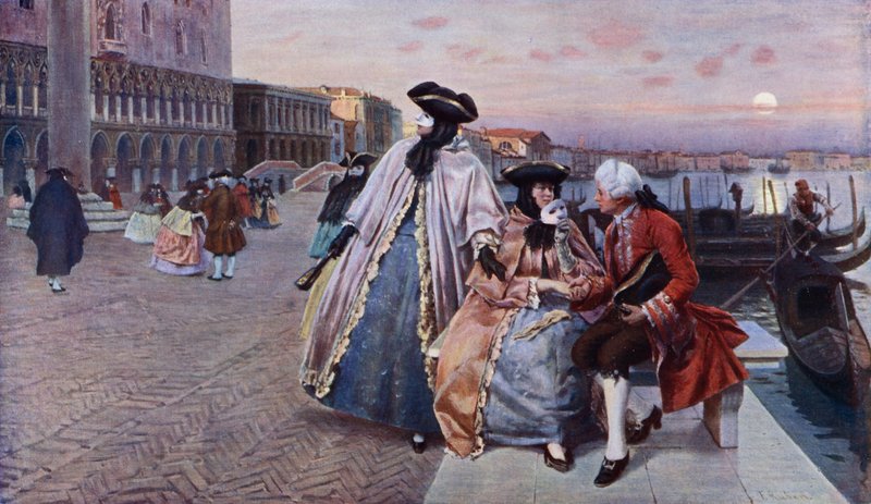 Depois do baile, Veneza (cor litho) de Franz Leo Ruben