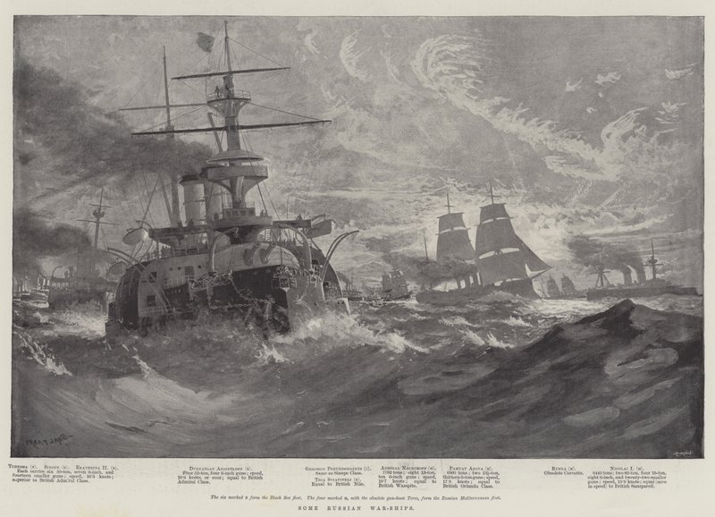 Alguns navios de guerra russos de Fred T. Jane