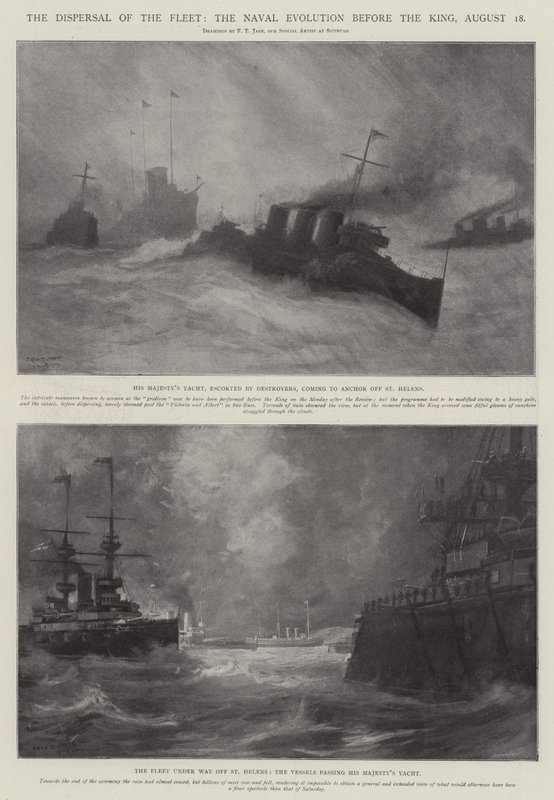 A Dispersão da Frota, a Evolução Naval perante o Rei, 18 de agosto de Fred T. Jane