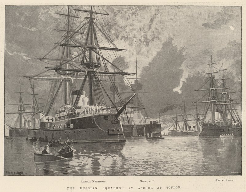 O esquadrão russo na âncora de Toulon de Fred T. Jane