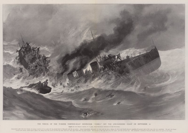 O Naufrágio do Destruidor de Torpedeiros da Turbina Naufrágio da Costa de Lincolnshire, em 18 de Setembro de Fred T. Jane