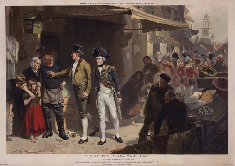 Com destino à Baía de Trafalgar, Nelson deixando Portsmouth para a vitória de Fred Roe
