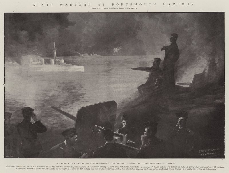 Guerra Mímica no Porto de Portsmouth de Fred T. Jane