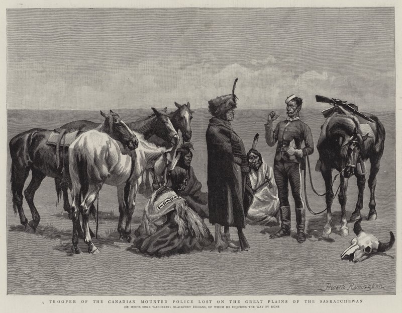 Um policial da Polícia Montada do Canadá perdeu nas Grandes Planícies do Saskatchewan de Frederic Remington
