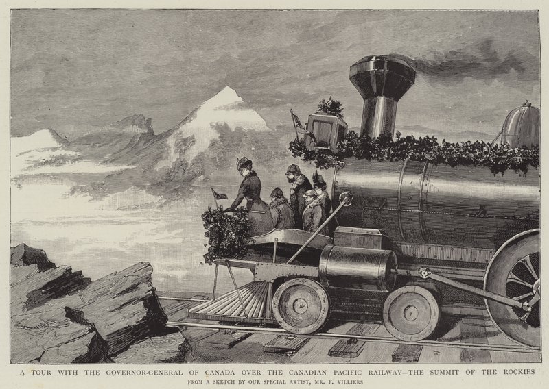 Uma excursão com o Governador Geral do Canadá sobre a Canadian Pacific Railway, a Cúpula das Montanhas Rochosas de Frederic Villiers