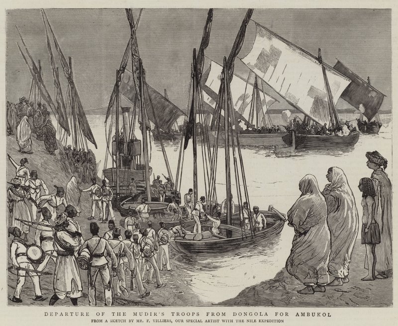 Partida das tropas do Mudir de Dongola para Ambukol de Frederic Villiers