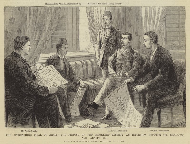 O Julgamento Aproximando-se de Arabi, o Encontro dos Documentos Importantes, uma Entrevista entre o Sr. Broadley e o Filho de Arabi de Frederic Villiers
