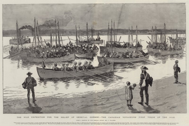 A Expedição do Nilo para o Socorro do General Gordon, o Primeiro Toque do Nilo dos Viajantes Canadenses de Frederic Villiers