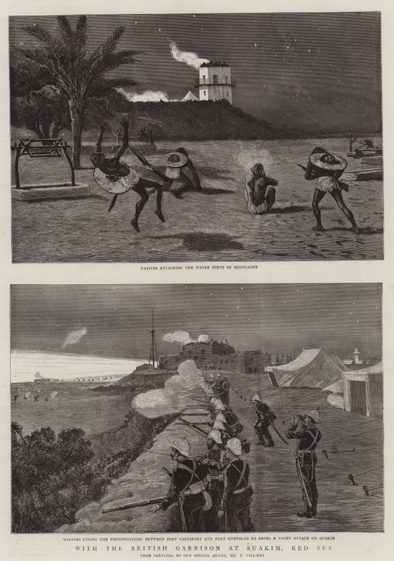 Com a guarnição britânica em Suakim, Mar Vermelho de Frederic Villiers