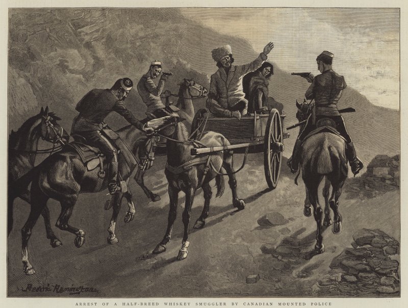 Detenção de um contrabandista de uísque de raça pura pela polícia montada do Canadá de Frederic Remington