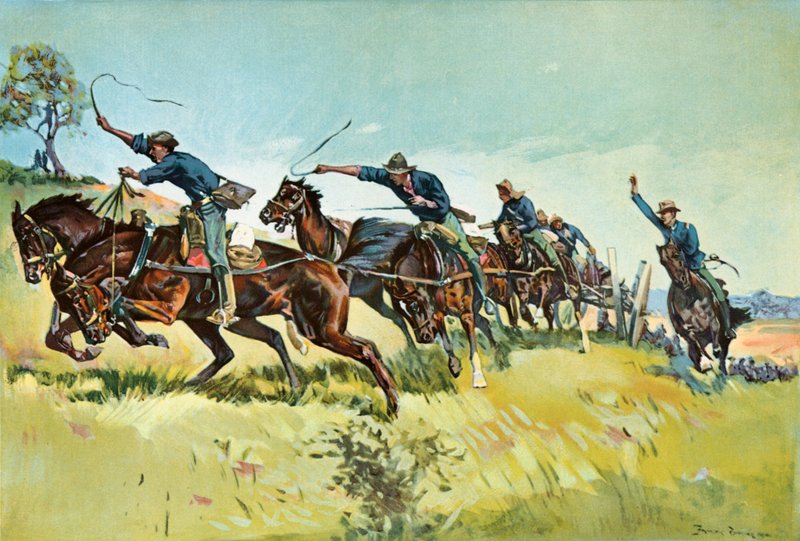 Bateria de Grimes subindo El Pozo Hill de Frederic Remington