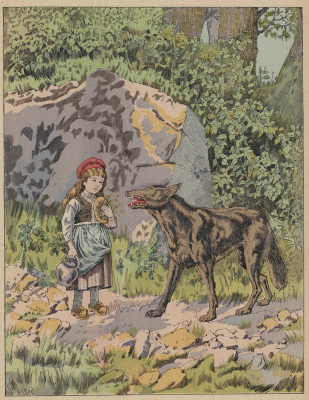 Le Petit Chaperon Rouge, Pequeno Capuchinho Vermelho (cor litho) de Frederic Theodore (after) Lix