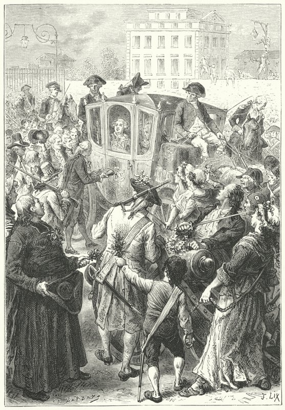 Luís XVI trazido a Paris após o ataque da máfia ao Palácio de Versalhes de Frederic Theodore (after) Lix