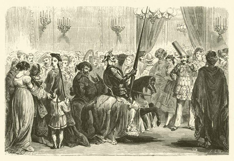 Baile de máscaras do Grande Monde: entrada de Dom Quixote (gravura) de Frederic Theodore (after) Lix