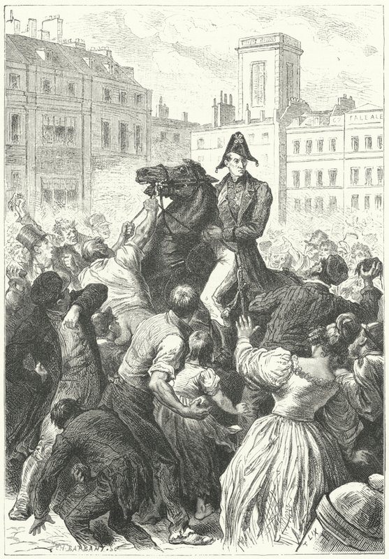 O Duque de Welligton apanhado por um motim (gravura) de Frederic Theodore (after) Lix