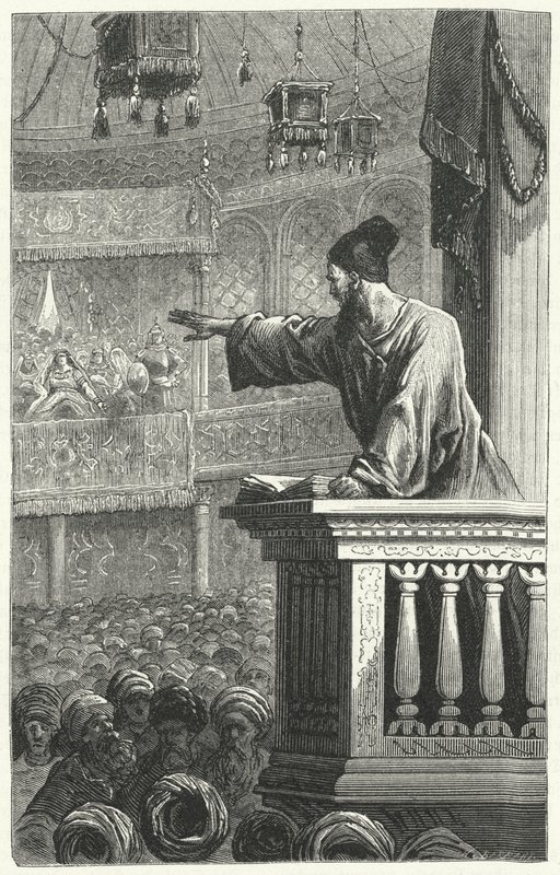 Uma leitura imã do Alcorão (gravura) de Frederic Theodore Lix