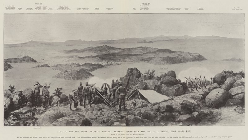 Cortando o Retiro dos Boers, a Posição Notável do General French em Colesberg, Coles Kop de Frederic Villiers
