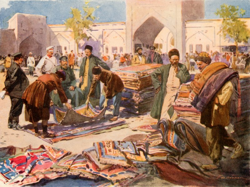 Uma feira de tapetes em Astrakhan de Frederic de Haenen