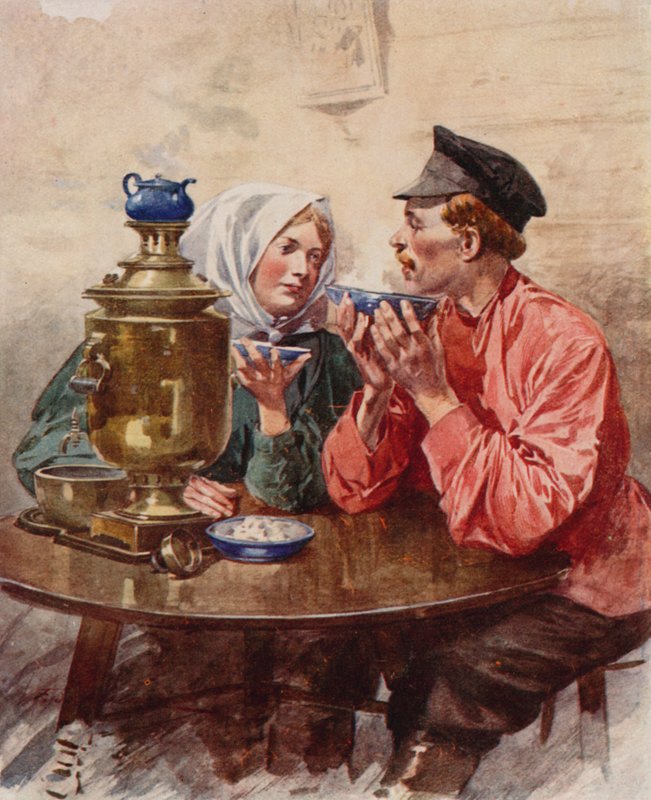Um prato de chá de um samovar de Frederic de Haenen