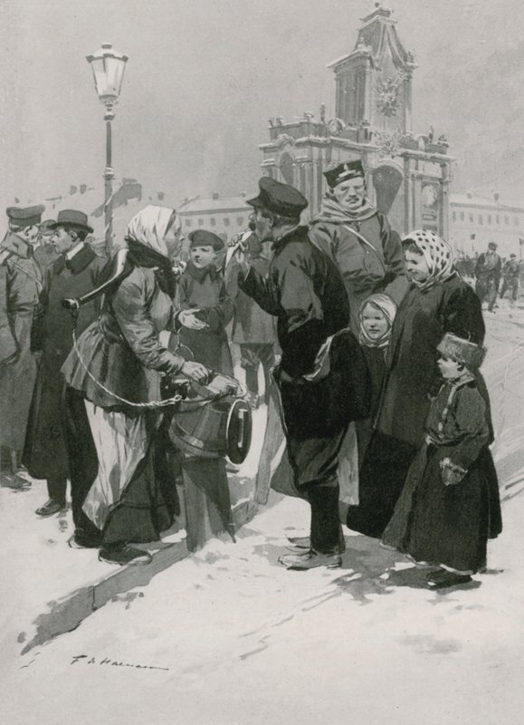 Um vendedor de rua de sal arenques de Frederic de Haenen