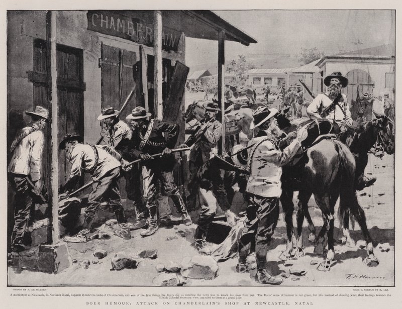Boer Humor, Ataque à Loja de Chamberlain em Newcastle, Natal de Frederic de Haenen