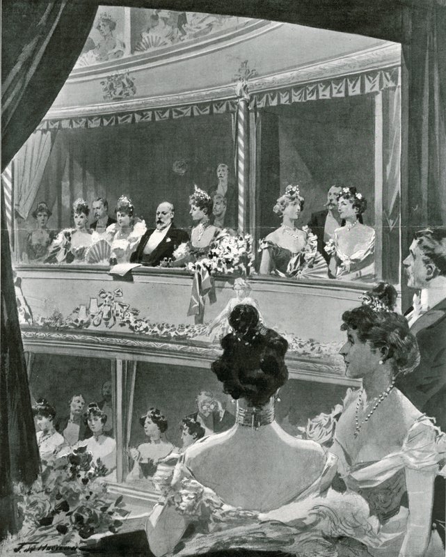 Rei Eduardo VII e família em Covent Garden de Frederic de Haenen